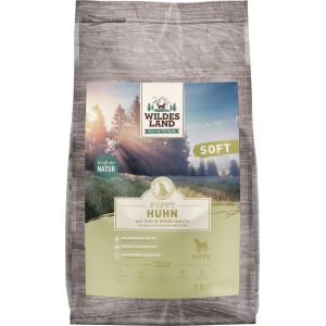 Wildes Land Hunde-Trockenfutter Soft Puppy Huhn, 5kg Sack. Welpenfutter mit Reis und Wildkräutern.