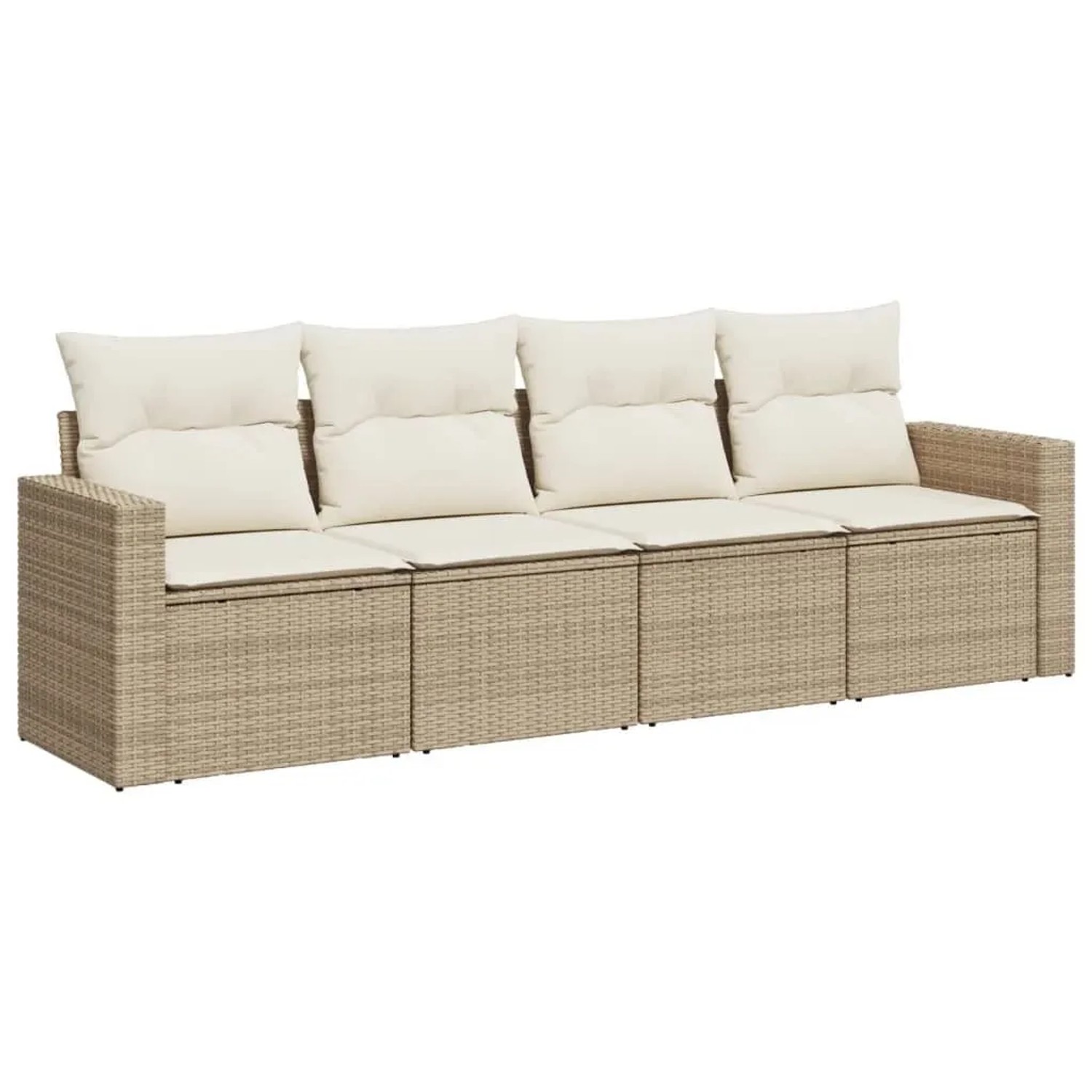 vidaXL 4-Tlg Garten-Sofagarnitur mit Kissen Beige Poly Rattan 3251015
