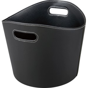 Kaminholzkorb Lederoptik Ø 39 cm Schwarz