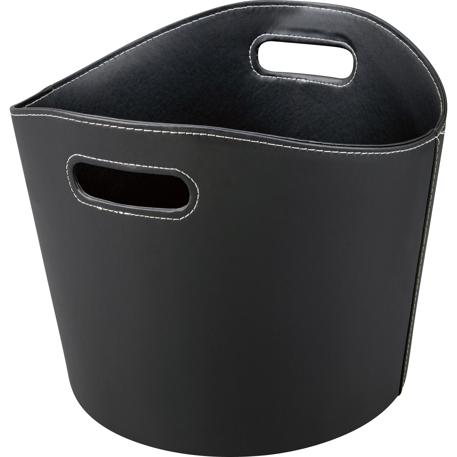 Kaminholzkorb Lederoptik Ø 39 cm Schwarz günstig online kaufen