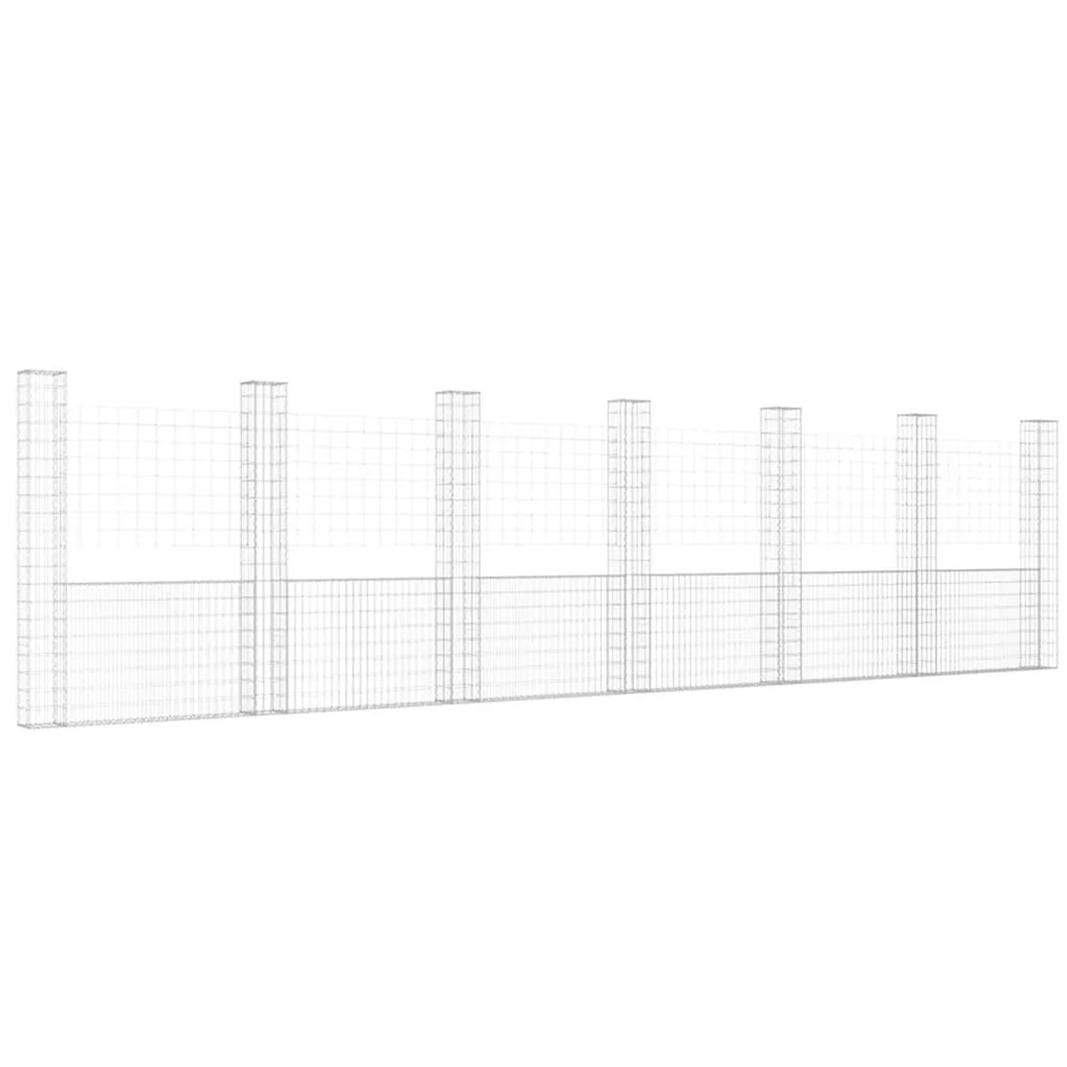vidaXL Gabionenkorb U-Form mit 7 Säulen Eisen 740x20x200 cm 151294