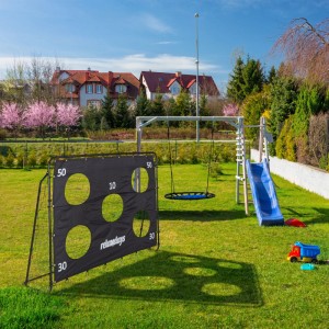 Relaxdays Fußballtor Stahl Schwarz mit Torwand 153 cm x 217 cm x 75 cm 5,1 kg