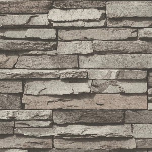 Tadessi Vliestapete in Steinoptik Dino M1, Klinkerwand in Grau-Braun für Wohnräume.