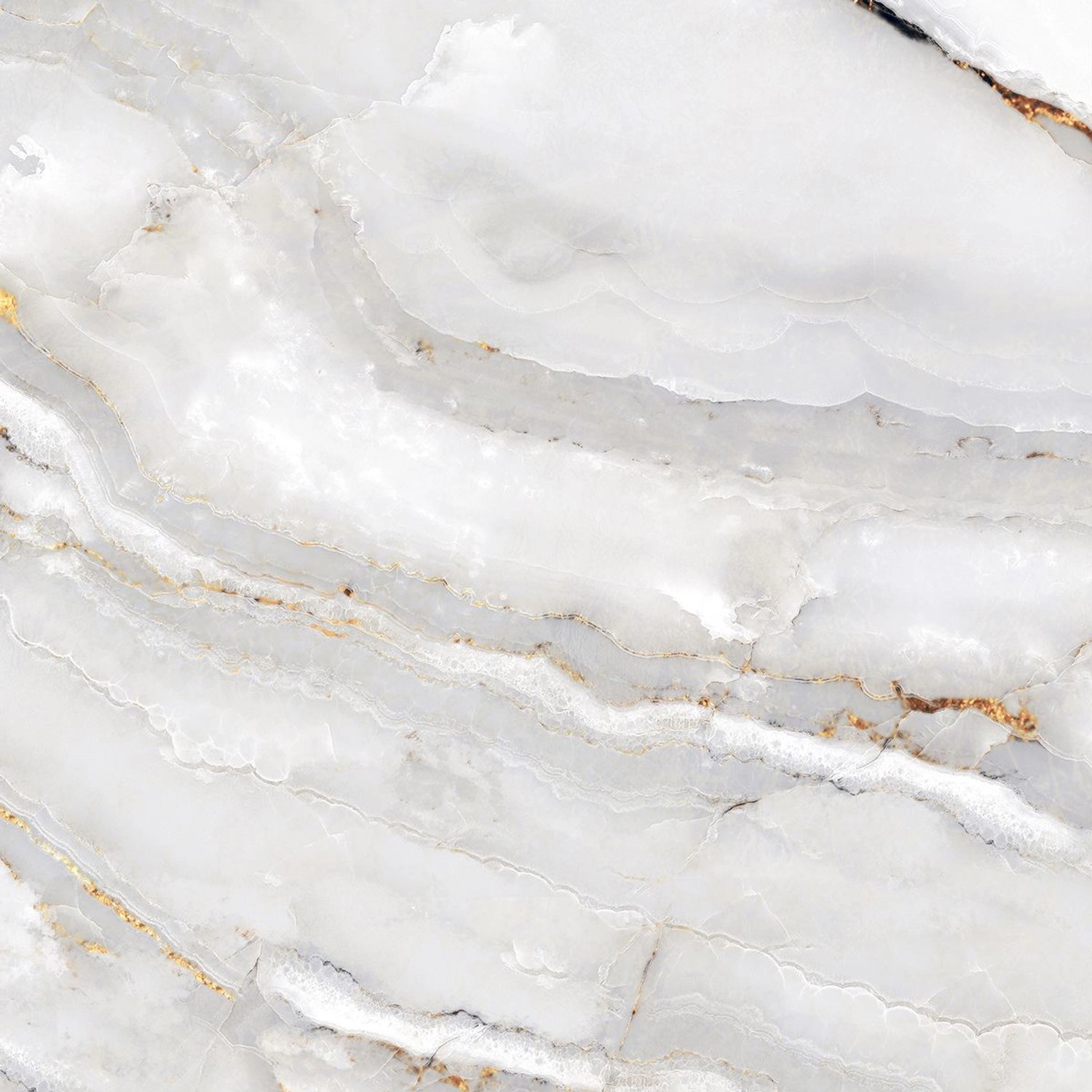 Bodenfliese Feinsteinzeug, 60x60 cm, polierte Glasur in Marmoroptik für Innenräume.