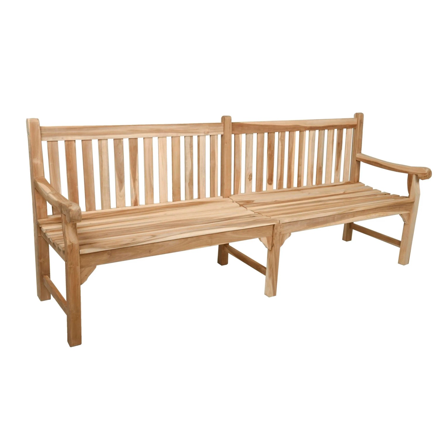 DELUKE Gartenbank MEGAN 5-Sitzer 220cm Breit Teak Natur Terrassenbank Wetterfest Sitzbank Outdoor Bank
