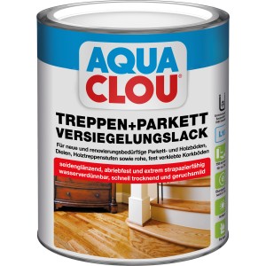 Dose Aqua Clou Treppen+Parkett Versiegelungslack, seidenglänzend, für Holztreppen und Parkettböden.