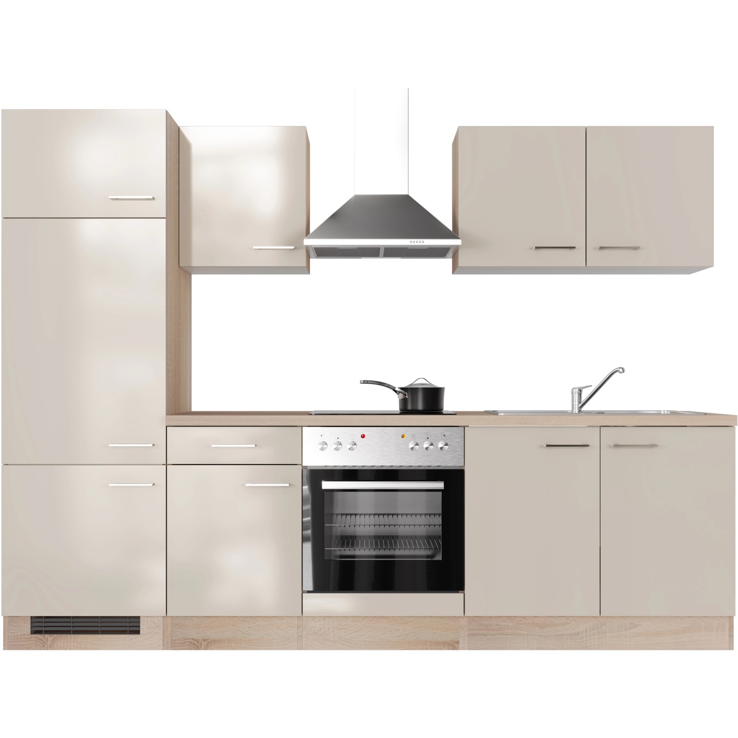 Flex-Well Exclusiv Küchenzeile/Küchenblock Orlando 270 cm Kaschmir Glanz - Sonoma Eiche