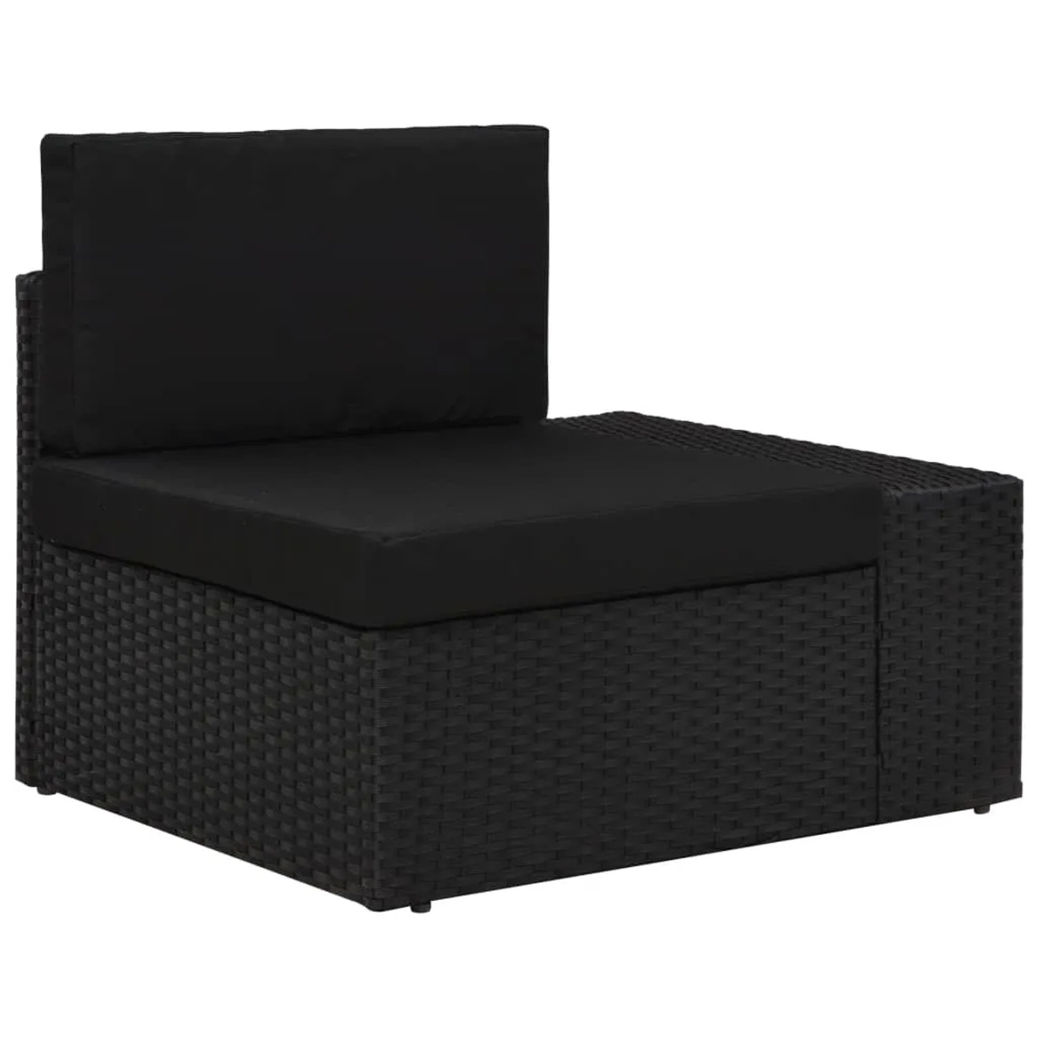 Schwarzes vidaXL Gartenmöbel Lounge-Set aus Rattan mit Polster.