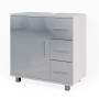 Vicco Waschbeckenunterschrank Ilias, weiß hochglanz, 60x61 cm, mit Tür und drei Schubladen.