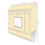 Silberner Banjado Design Briefkasten mit gelbem Briefkasten-Motiv und Zeitungsfach.