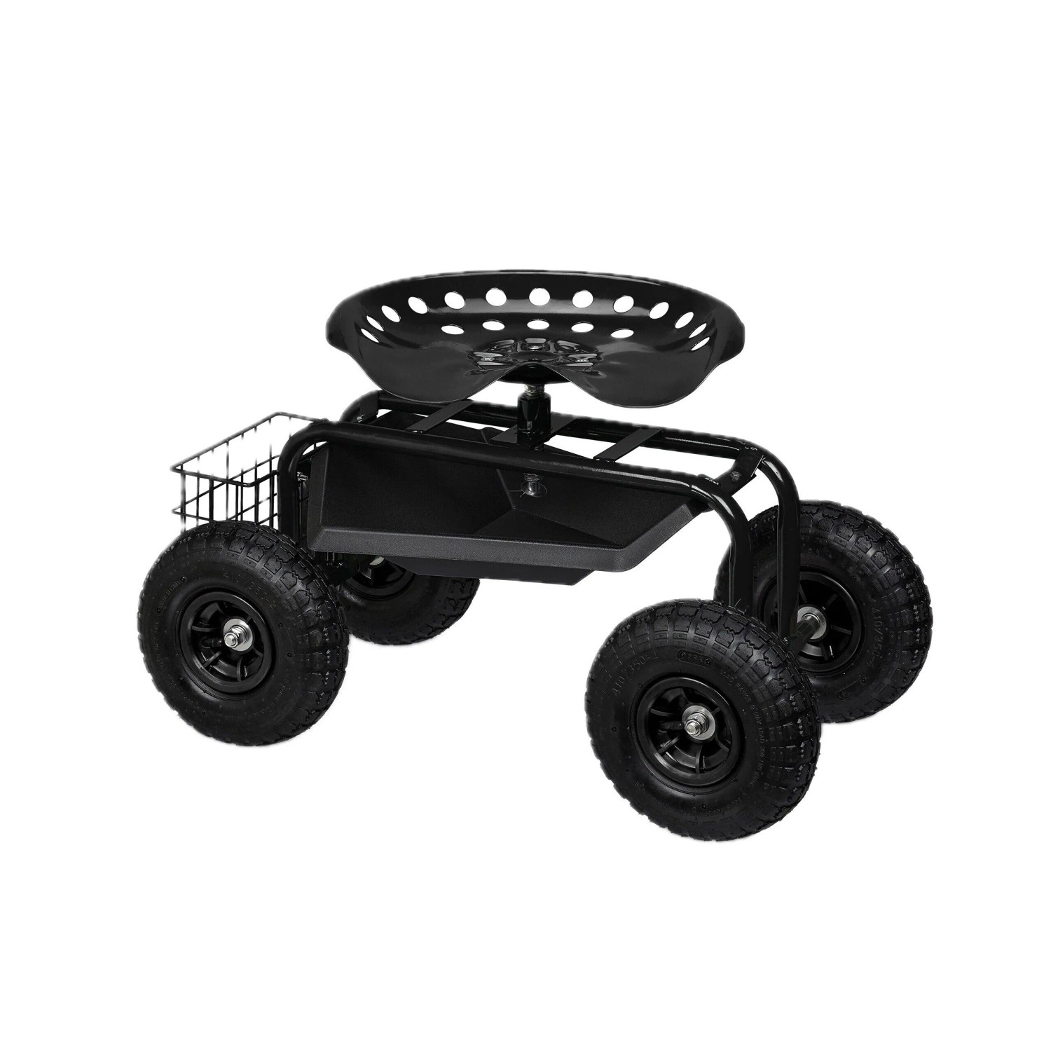 Relaxdays Gartenrollsitz Stahl Schwarz Höhenverstellbar mit Stauraum 45 cm x 42 cm x 81 cm 11,1 kg
