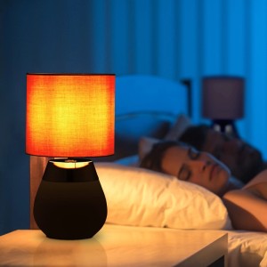 Relaxdays Tischlampe Metall Blau 2er Set mit Stoffschirm 32 cm x 18 cm