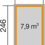 Grundriss Weka Holz-Gartenhaus, unbehandelt, 162x246cm, 7,9 m³ Volumen.