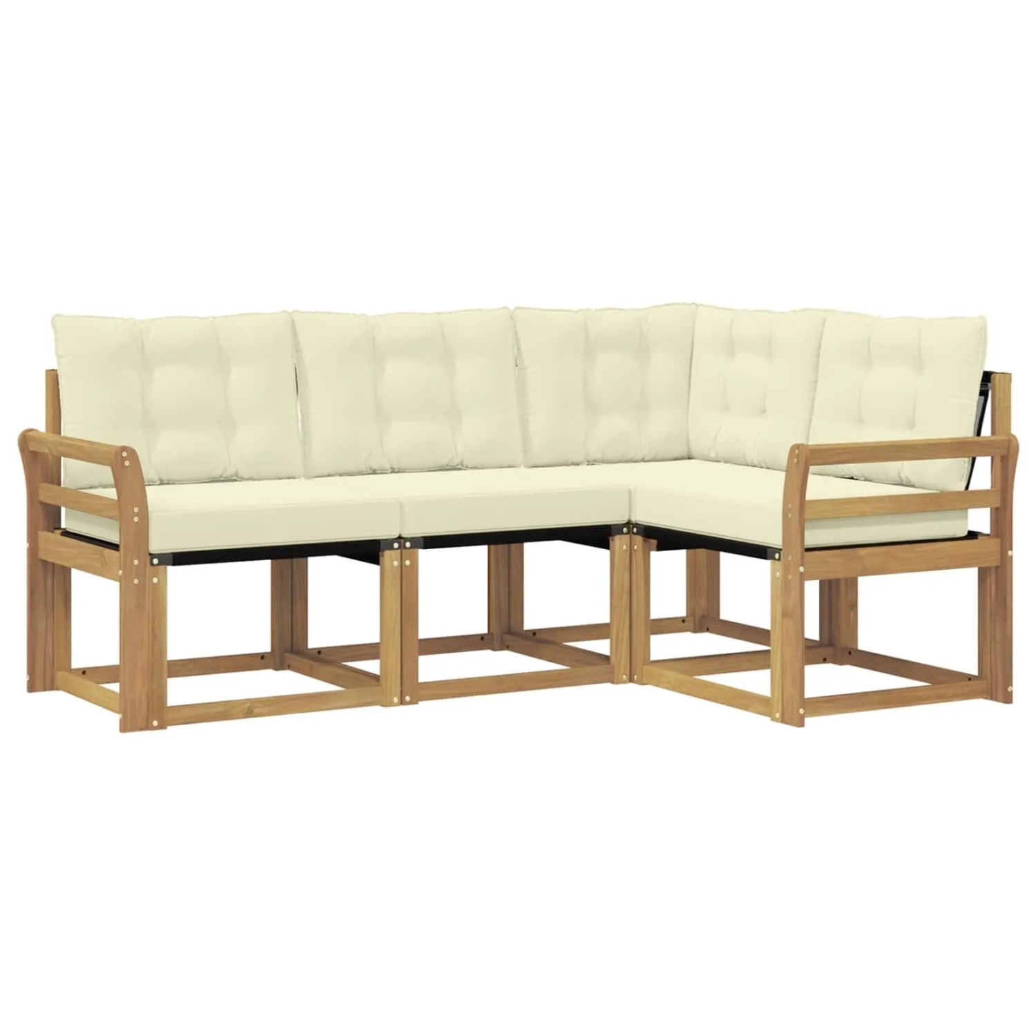 vidaXL Outdoor-Sofagarnitur mit Kissen 4-Tlg Weiß und Creme 3389428