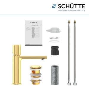 Schütte Waschtischarmatur New York, Gold matt, mit Zubehör und Montageanleitung.