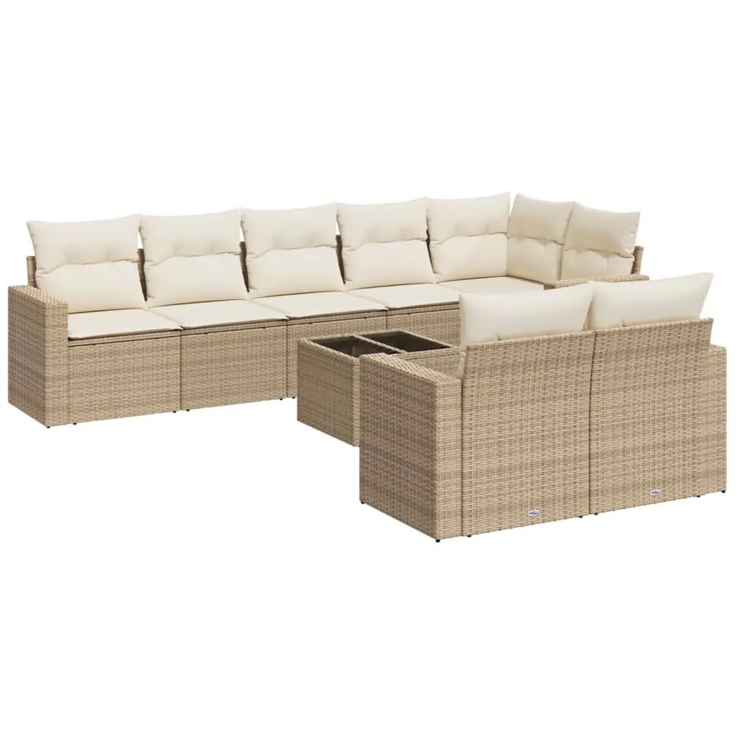 vidaXL 9-Tlg Garten-Sofagarnitur mit Kissen Beige Poly Rattan 3251565 günstig online kaufen