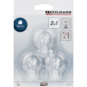 Fackelmann Saughaken 3er-Set, transparente Klebehaken aus Kunststoff für vielseitige Anwendungen.