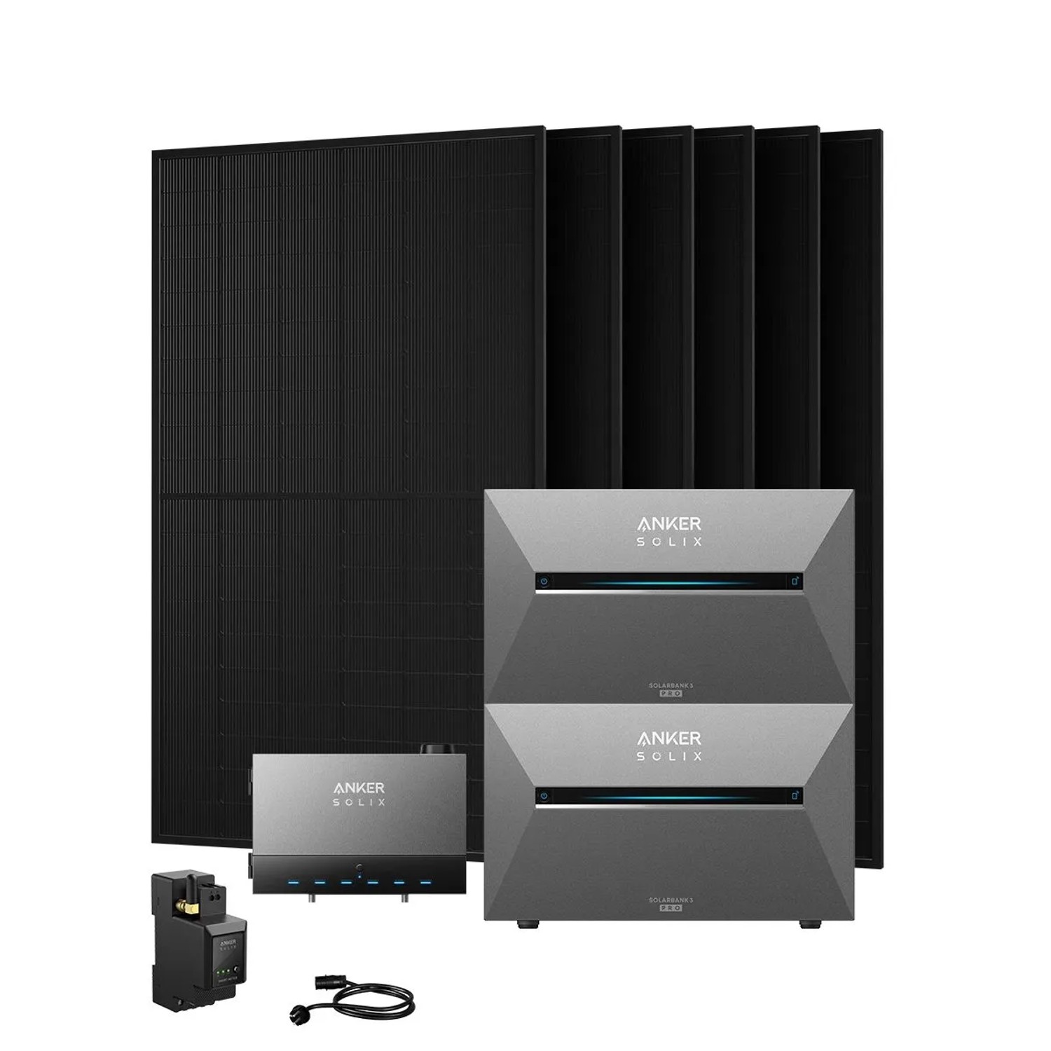 Anker SOLIX Balkonkraftwerk 6 x 500 Wp Mit Zwei Solarbank 3 E2700 Pro, Power Dock und Smart Meter