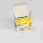 Gelber Shelly Controller RGBW Plus PM in geöffneter Verpackung für Hausautomation.