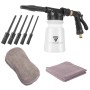 STAHLWERK Autowasch-Set mit Schaumspritzpistole, Bürsten, Schwamm und Mikrofasertüchern.