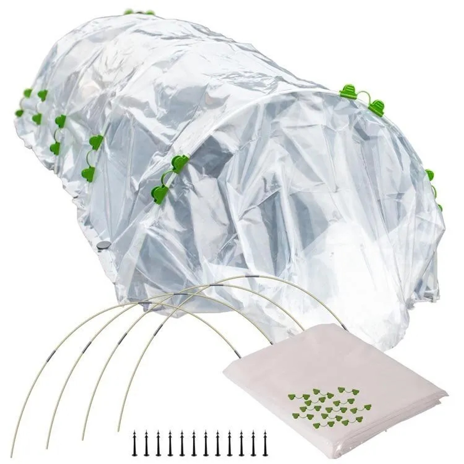 TTL GARDEN Folientunnel Set FLEX L 6 x 2,5 m mit PE Folie Pflanztunnel Foliengewächshaus Beet Tunnel Frühbeet Garten