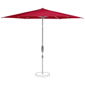 Suncomfort Marktschirm, rot mit weinrot, mit Kurbel. Sonnenschirm für Garten und Balkon.