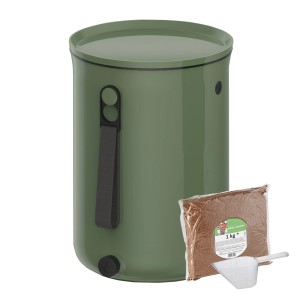 Skaza Küchenkomposter Bokashi Organko Starterset in Olivegrün mit Zubehör.