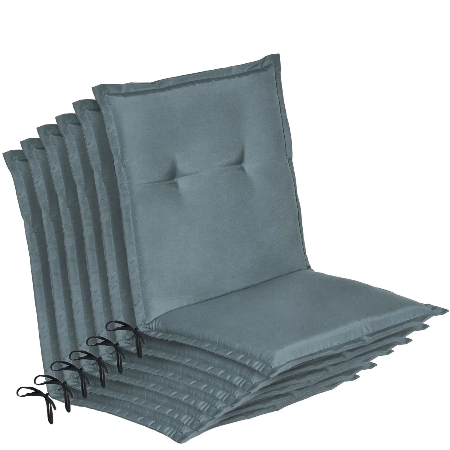 Beautissu 6er Set Niedriglehner Auflage Gartenstuhl Loft NL 100x50x6cm Taubenblau