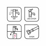 Icons zur baliv Niederdruck-Küchenarmatur: 180° schwenkbar, UBA/DVGW-geprüft, Niederdruckanschluss, DVGW-Schlauch.