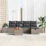 Graues 6-tlg. vidaXL Garten-Sofa-Set aus Poly Rattan mit Kissen und Stauraum.