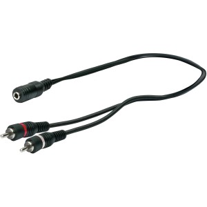 Schwaiger Audio Adapterkabel, 20 cm, mit 3,5 mm Klinke auf 2x Cinch für Audio-Zubehör.