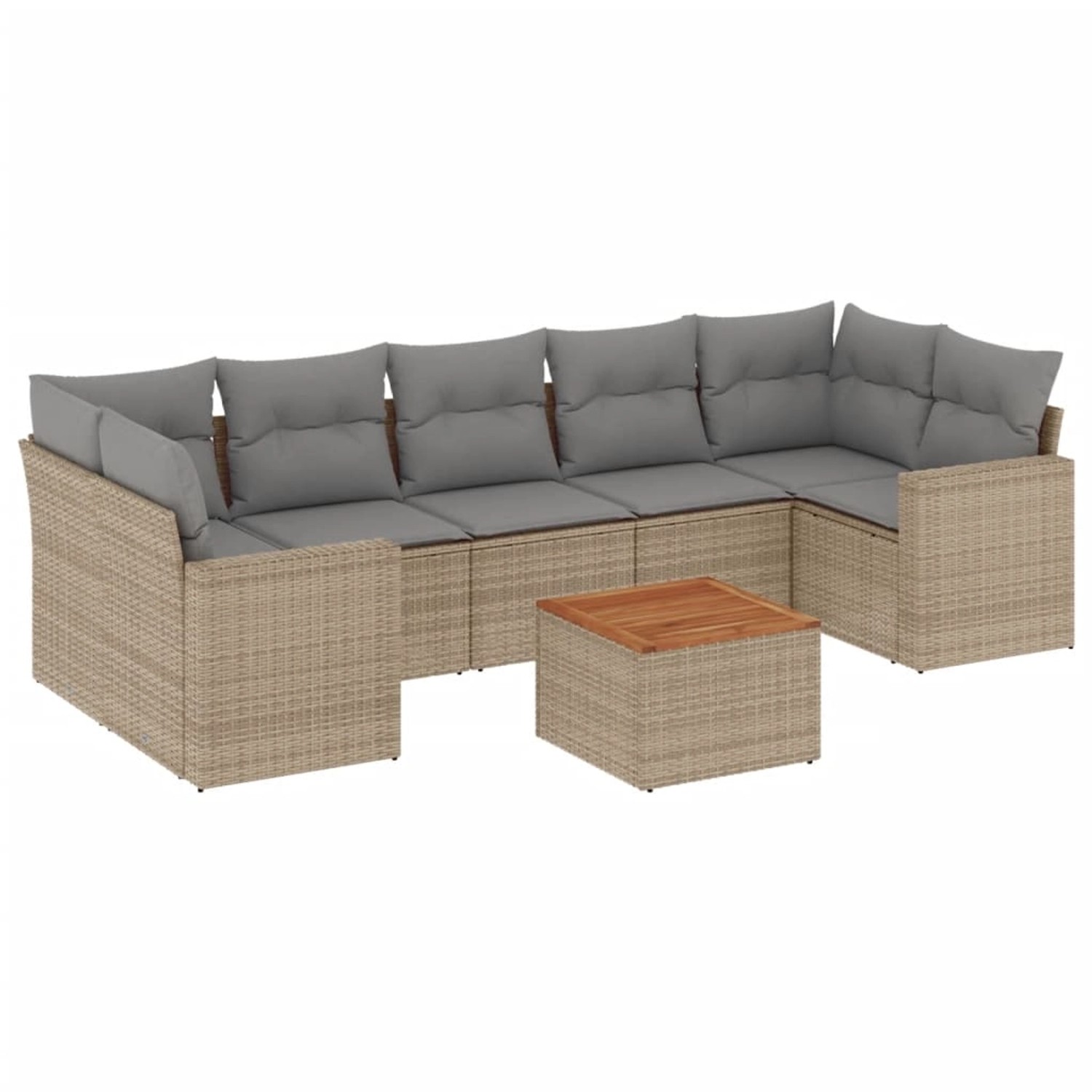 vidaXL 8-Tlg Garten-Sofagarnitur mit Kissen Beige Poly Rattan 3256367
