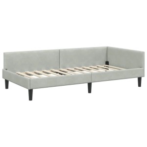 vidaXL Eckbettgestell mit Kopfteil Hellgrau 100 x 200 cm Stoff 42016164