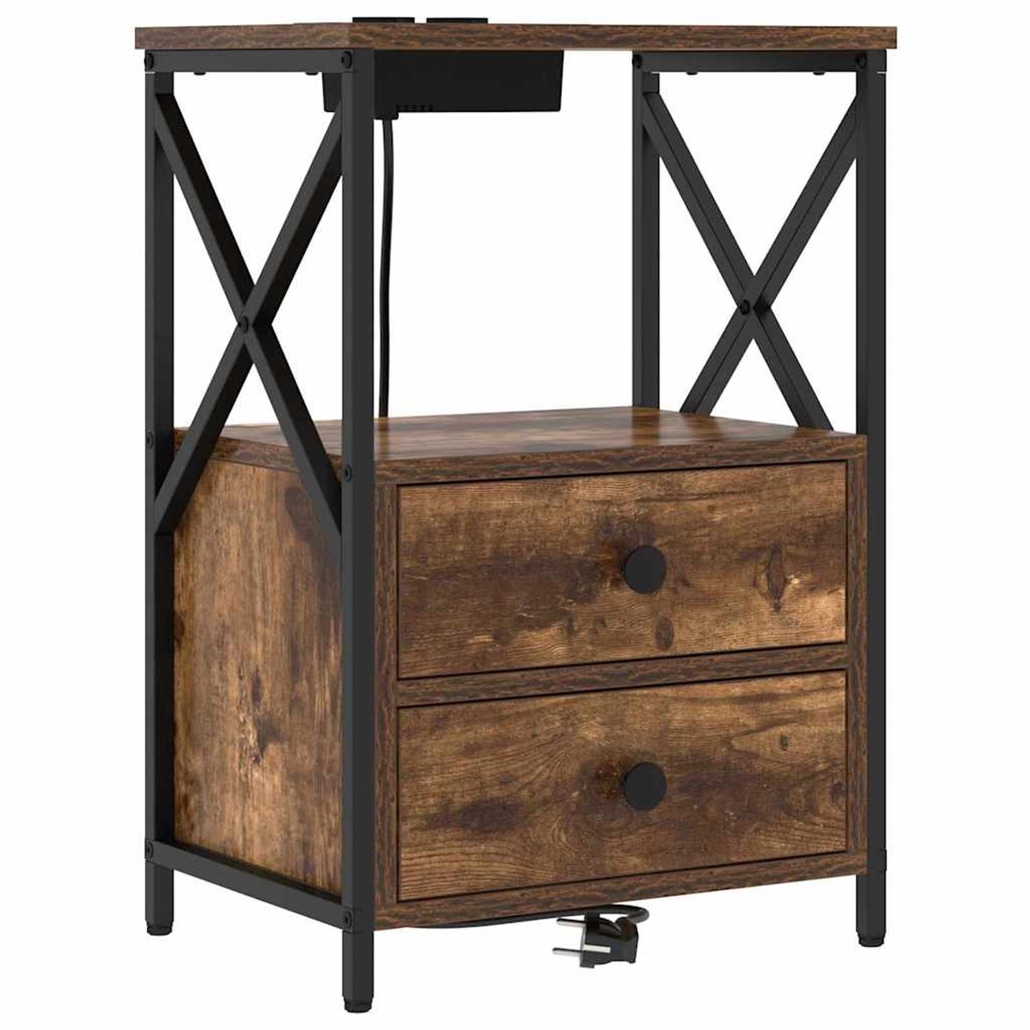 vidaXL Nachttisch mit Ladestation Räuchereiche Holzwerkstoff 859564 günstig online kaufen