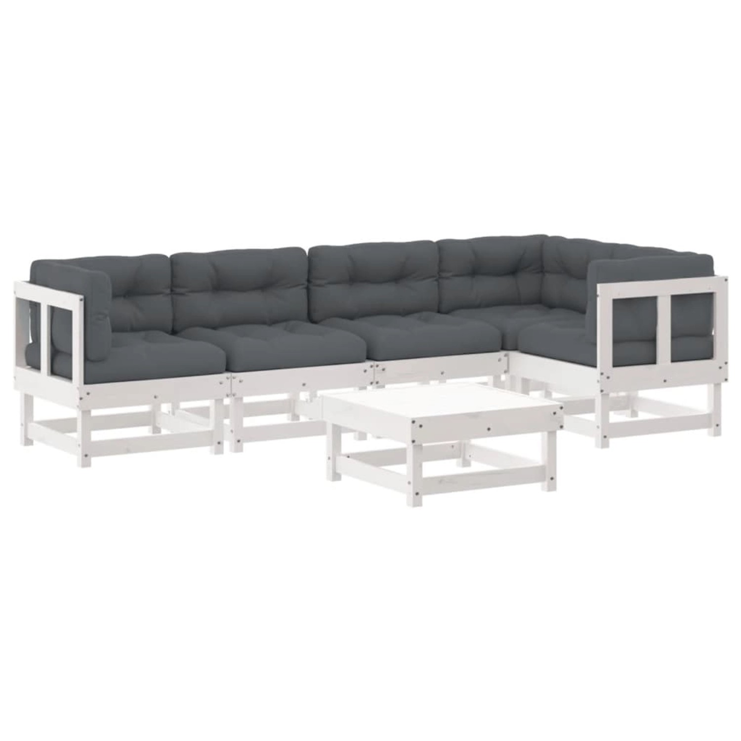 vidaXL 6-tlg Garten-Lounge-Set mit Kissen Weiß Kiefernholz Modell 11 günstig online kaufen