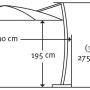 Skizze Schneider Ampelschirm Rhodos Ø 350 cm, Maße: 390x280 cm, Neigung & geschlossen 330/275 cm