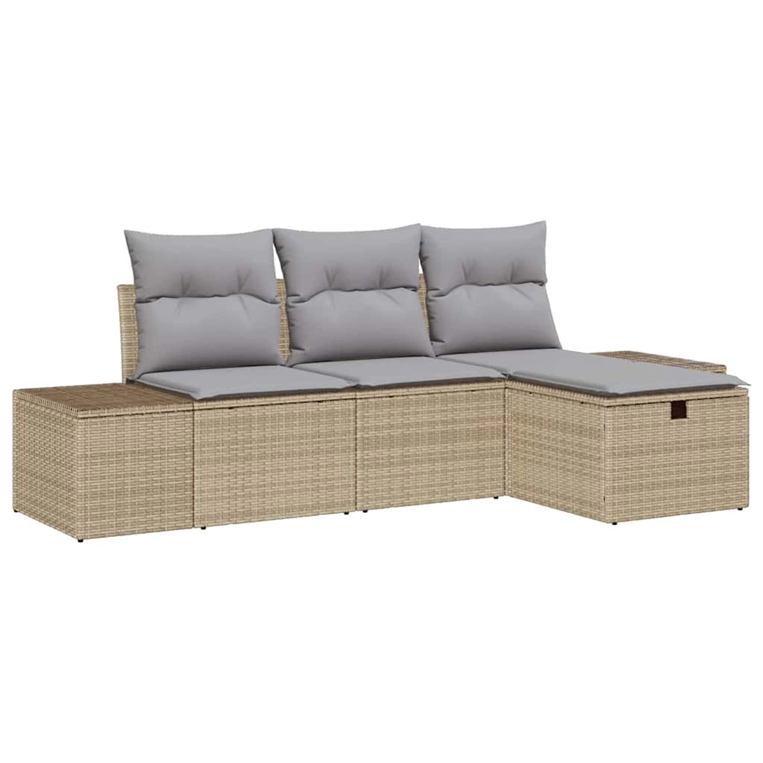 vidaXL Garten-Sofa-Set mit Kissen 4-Tlg Beige Poly Rattan 3359349 günstig online kaufen