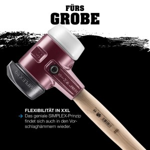 Halder Simplex Vorschlaghammer Ø 80 mm Gummi   TPE-soft Blau mit Standfuß und Termpergussgehäuse