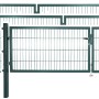 Grünes Solid Doppeltor aus Stahl mit Doppelstabmatten-Füllung, 100x300 cm, für den Garten.