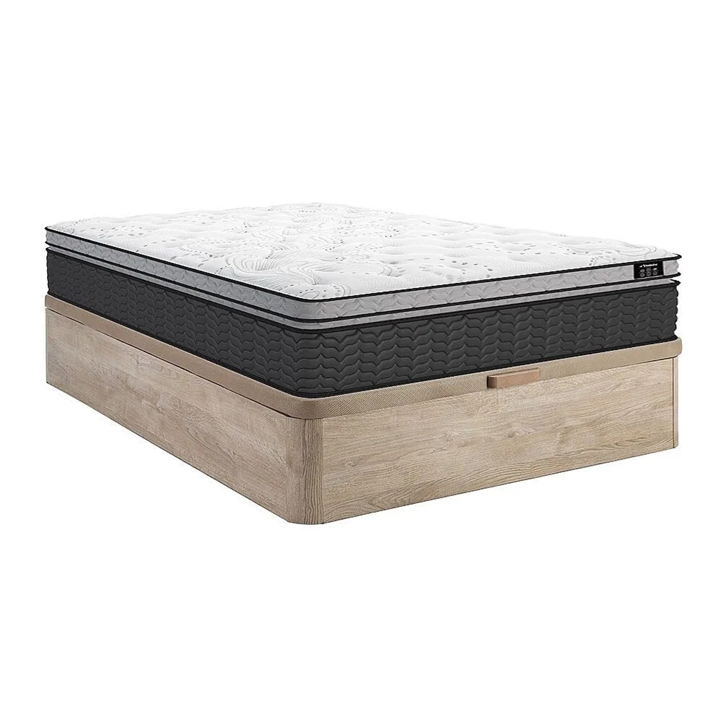 Vente-unique Matratze Und Bettgestell Mit Lattenrost Und Bettkasten Gamiani Naturfarben Hell 190 cm
