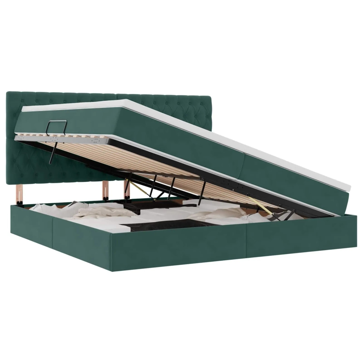 vidaXL Aufbewahrungsbett mit Matratze Dunkelgrün 200 x 200 cm Samt 3372114