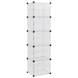 Transparentes vidaXL Schuhregal (44x31,5x153,5 cm) aus PP-Kunststoff und Stahl.