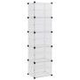 Transparentes vidaXL Schuhregal (44x31,5x153,5 cm) aus PP-Kunststoff und Stahl.