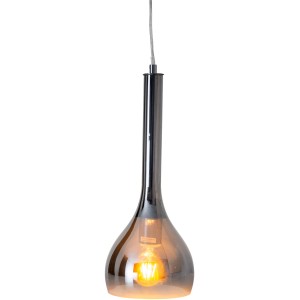 Moderne Näve Pendelleuchte Vaso, 16 cm, mit grauem Glasschirm und Edelstahl-Baldachin.