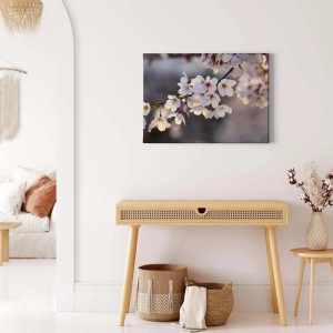 Leinwandbild mit Kirschblüten-Motiv, romantische Wanddeko in Rosa für Wohn- und Schlafzimmer.