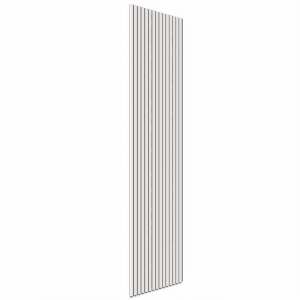 Weißes Akustikpaneel mit schwarzen Filzstreifen für Wand und Decke, 60x240 cm, zur Verbesserung der Raumakustik.