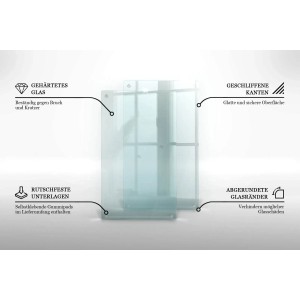 Tulup Schneidebrett Küchen Schneidebrett Glas 80x52 cm Rechteckiges Schneidebrett Glas Schneidebrett Transparent