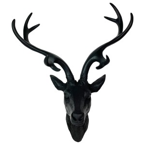 Schwarzer Mojawo XL Hirschkopf mit Geweih, 30x18x40cm, Deko für die Wand.