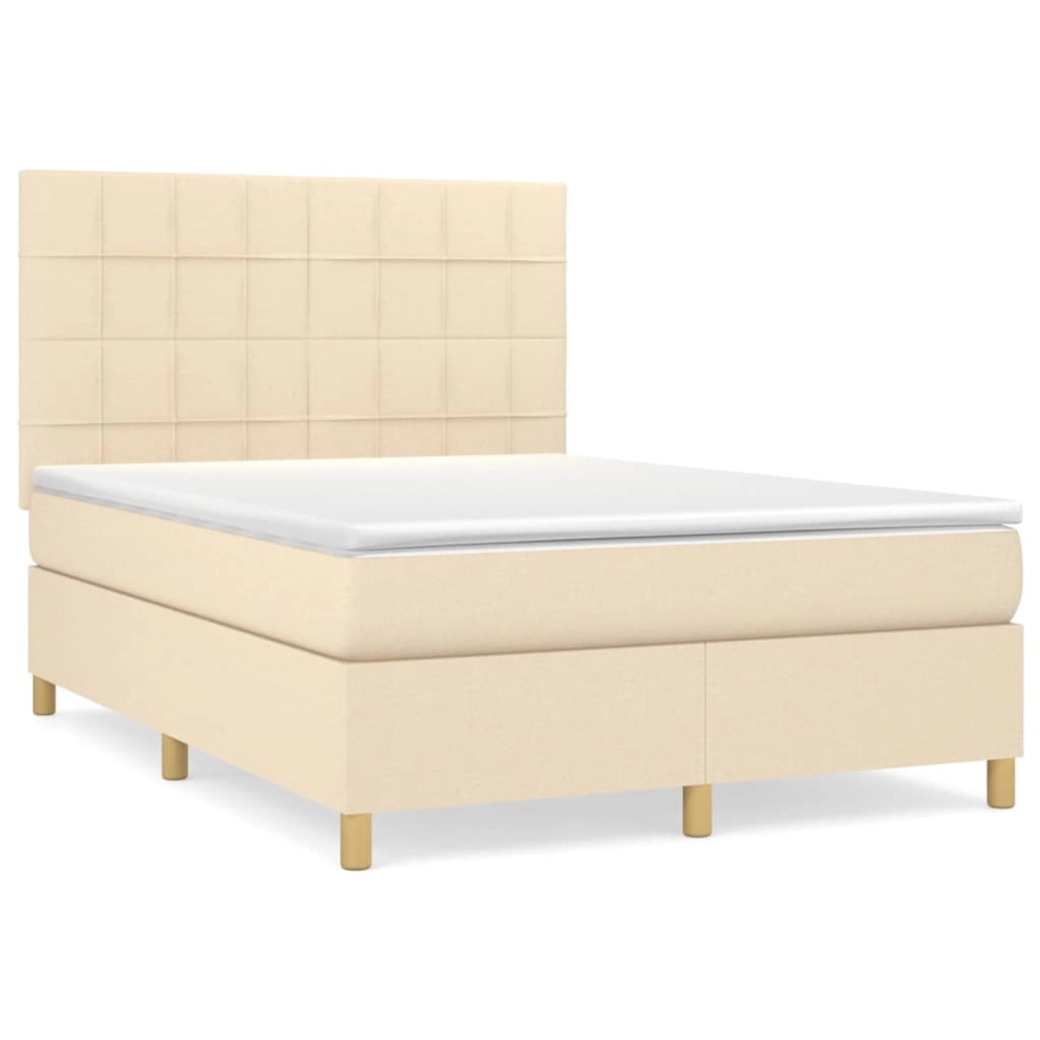 vidaXL Boxspringbett mit Matratze Creme 140x190 cm Stoff 3142334 günstig online kaufen