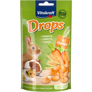 Vitakraft Drops und Karotten, Nager-Snack ohne Zuckerzusatz für Kaninchen, Meerschweinchen und Hamster.
